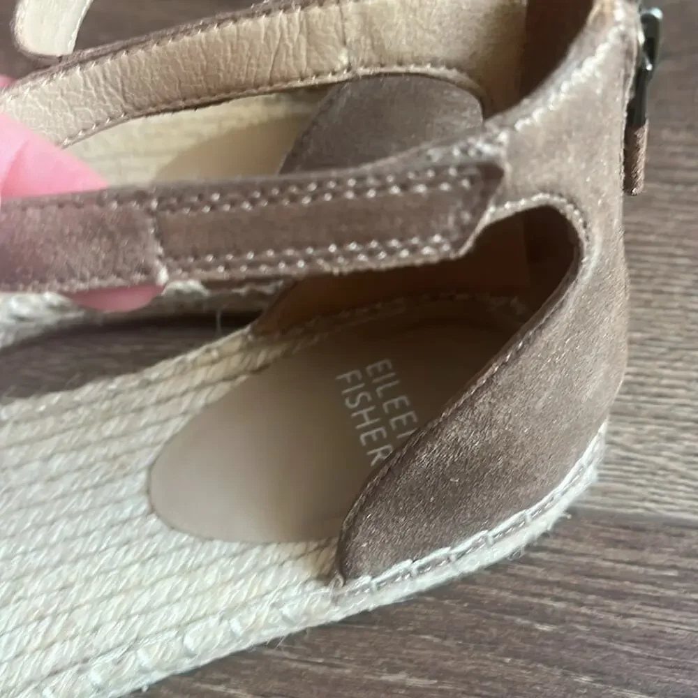 Eileen‎ Fisher Tan Espadrille Flats with Ankle Strap 9